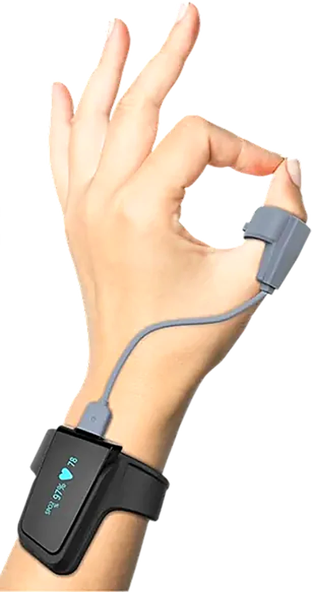 VitalWeave Sleep on the wrist with the finger sensor